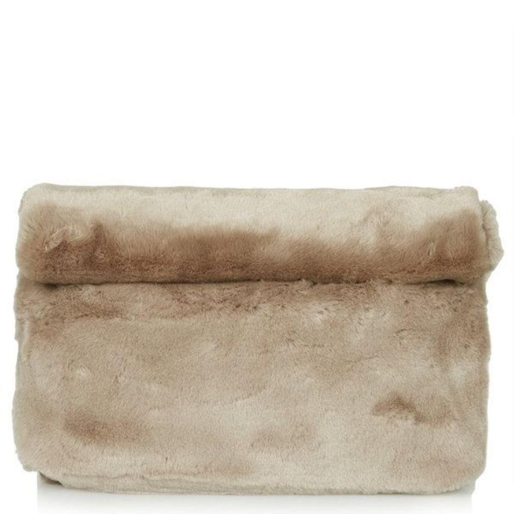 TOPSHOP Faux Fur Plush Roll Top Clutch